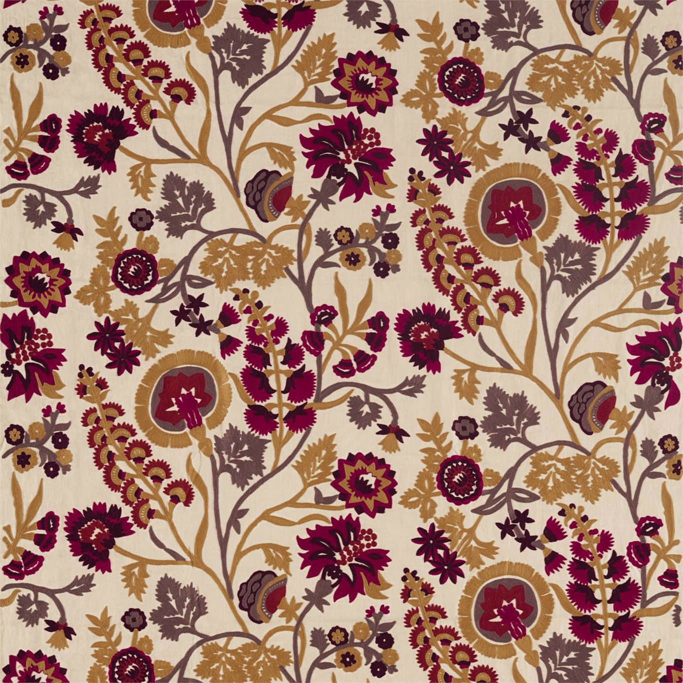 Hardwick Crewel Antique Gold/Cinnabar